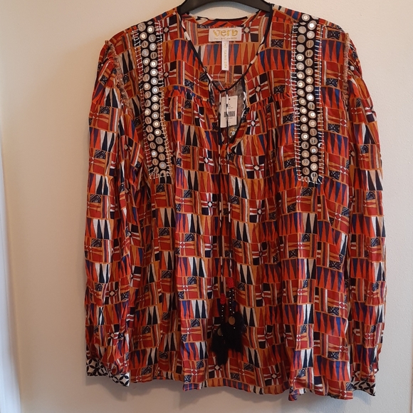 Anthropologie Verb Yasmeen Embroidered Peasant Blouse Top - Picture 5 of 16